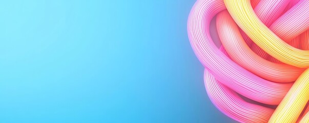 Poster - Neon abstract background idea. Vibrant abstract background with colorful loops on a smooth blue backdrop.