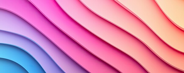 Poster - Pastel abstract background idea. A vibrant wave pattern in gradient colors creating a dynamic visual effect.
