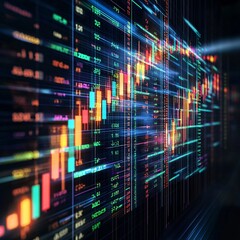 Poster - a futuristic graph on a digital screen projecting an upward investment forecast