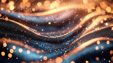 Poster - Glitter abstract background concept. Abstract image of shimmering waves with glowing particles and soft lighting effects.