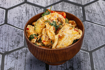 Wall Mural - Thai red spicy curry with chicken