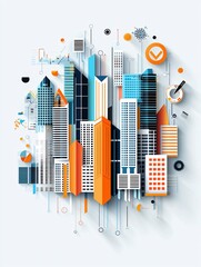 Poster - profitability analysis illustration, cost of capital intertwined with investment outcomes, clean and