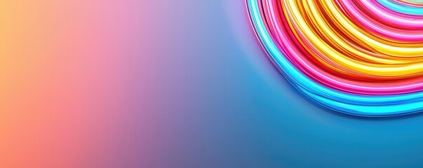 Poster - Neon abstract background idea. Vibrant abstract design featuring colorful swirling lines on a gradient background.