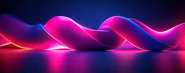 Poster - Neon abstract background idea. Vibrant abstract light wave with glowing colors against a dark background.
