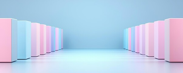 Aufkleber - Pastel abstract background idea. Colorful pastel refrigerators lined up in a modern kitchen setting.