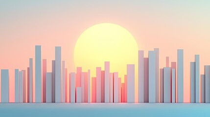 Aufkleber - pastel abstract background idea. a vibrant sunset over a modern skyline, showcasing abstract urban a