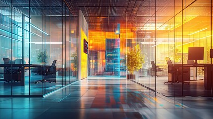 Poster - Modern Futuristic Office Space with Digital Aesthetics and Design