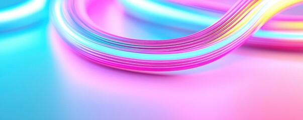 Aufkleber - Neon abstract background idea. Vibrant abstract background with colorful wave lines in blue and pink hues.