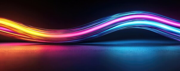 Poster - Neon abstract background idea. Dynamic light waves in vibrant colors creating a mesmerizing abstract backdrop.