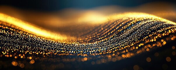 Poster - Glitter abstract background concept. Abstract golden waves shimmering with light create a mesmerizing visual effect.