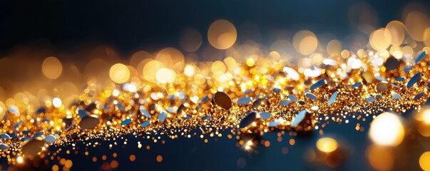 Aufkleber - Glitter abstract background concept. A shimmering texture of golden particles creating a luxurious and vibrant background.