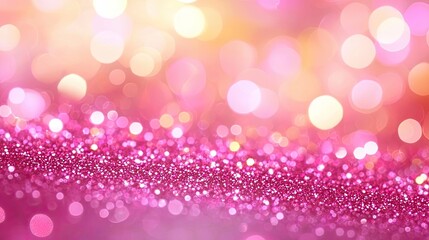 Aufkleber - Glitter abstract background concept. Vibrant bokeh background with sparkling pink and gold tones for creative projects.