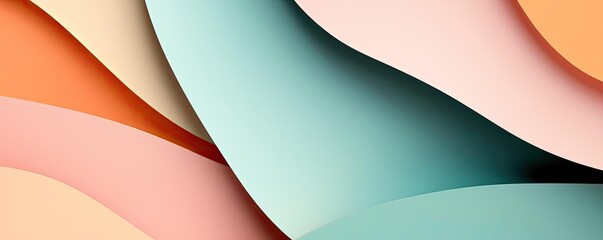 Poster - Pastel abstract background idea. Colorful abstract waves of paper layers creating a modern texture and design concept.