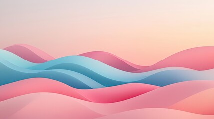 Poster - Pastel abstract background idea. Abstract waves in soft pink and blue colors creating a soothing visual landscape.