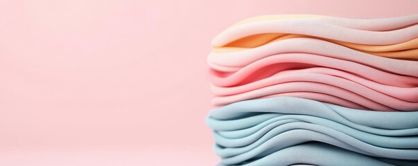 Poster - Pastel abstract background idea. Colorful layers of fabric create a soft, inviting texture against a pastel background.
