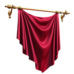 Poster - Red Draped Banner on Gold Rod, Isolated transparent Background