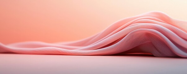Poster - Pastel abstract background idea. Soft pink fabric waves creating a serene and calming abstract composition.