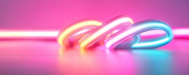 Poster - Neon abstract background idea. Vibrant neon lights in abstract shapes create a dynamic and colorful visual effect.
