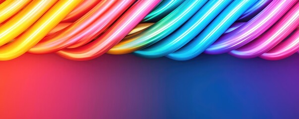 Aufkleber - Neon abstract background idea. Vibrant multicolored abstract wavy lines creating a dynamic visual background.