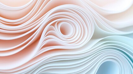Poster - Pastel abstract background idea. Abstract paper waves in soft pastel colors, creating a soothing visual effect.
