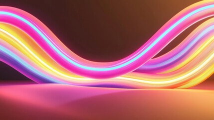 Poster - Neon abstract background idea. Vibrant neon waves in a blend of glowing colors creating a dynamic visual effect.