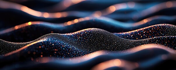 Aufkleber - Glitter abstract background concept. Abstract close-up of waves with water droplets reflecting light, creating a mesmerizing effect.