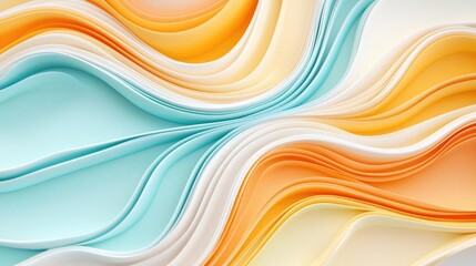 Poster - Pastel abstract background idea. Abstract colorful waves in turquoise and orange tones for creative design projects.