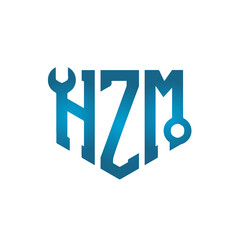 Wall Mural - Blue Shield Letter H Z M Logo