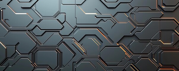 Poster - Metallic abstract background concept. Abstract digital background with intricate hexagonal patterns and textures.