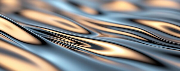 Aufkleber - Metallic abstract background concept. Beautiful reflective waves creating a soothing water surface with light patterns.
