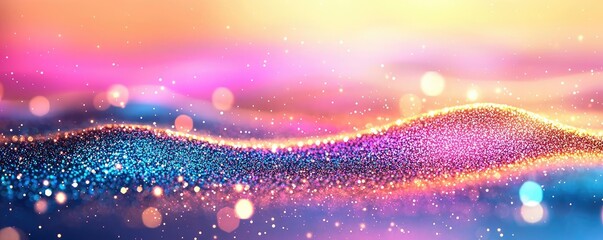 Poster - Glitter abstract background concept. Vibrant abstract waves of color and light create a mesmerizing visual experience.