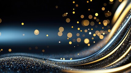 Aufkleber - Glitter abstract background concept. Shimmering wave of golden particles on a dark background, creating a dreamy atmosphere.