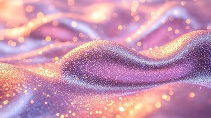Poster - Glitter abstract background concept. A close-up view of shimmering glitter fabric with soft waves and vibrant colors.