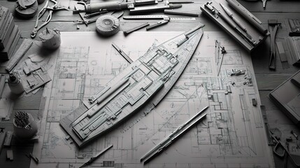 Poster - Detailed Architectural Design Plans with Tools and Model Layouts