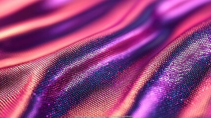 Poster - Glitter abstract background concept. Close-up of colorful fabric texture with waves and shimmer in purple tones.
