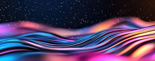 Poster - Glitter abstract background concept. Vibrant waves of color creating a mesmerizing abstract landscape of light.