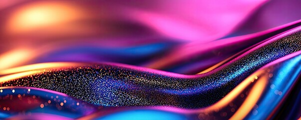 Poster - Glitter abstract background concept. Colorful, flowing abstract pattern with vibrant hues and glowing textures.