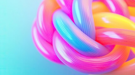 Poster - Neon abstract background idea. Vibrant colorful abstract knot design with smooth, flowing curves and gradients.