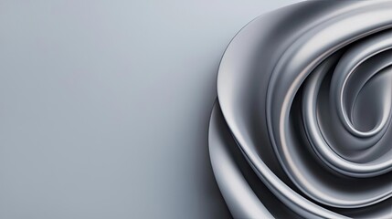 Poster - Metallic abstract background concept. Elegant gray fabric forming a soft, wavy design resembling a rose petal.