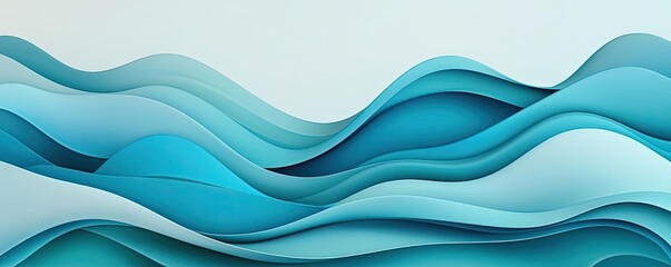 Poster - Waves abstract background idea. Elegant abstract waves in varying shades of blue, creating a calming and modern visual.