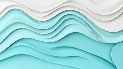 Poster - Waves abstract background idea. Abstract waves in soothing blue and white tones create a modern, calm background.