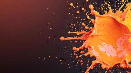 Poster - Splash abstract background concept. Vibrant orange paint splatter creates dynamic visual effects on a dark background.