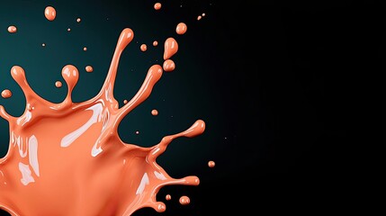 Poster - Splash abstract background concept. Dynamic splash of orange paint against a dark background, showcasing fluid motion.