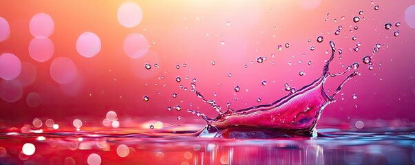 Poster - Splash abstract background concept. Vibrant liquid splash with colorful background and shimmering bokeh effect.