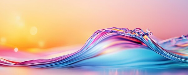 Poster - Waves abstract background idea. Colorful water wave at sunset, capturing tranquil movement and vibrant hues.