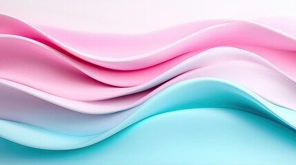Poster - Waves abstract background idea. Soft pastel waves in pink, white, and blue create an elegant, soothing backdrop.