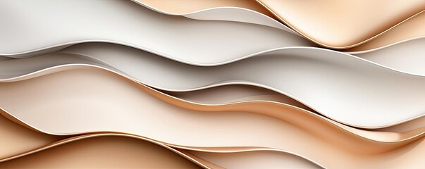 Aufkleber - Waves abstract background idea. Abstract waves in soft tones of white and beige create a soothing visual effect.