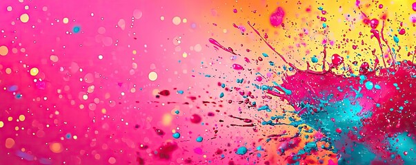 Poster - Splash abstract background concept. Vibrant explosion of colorful paint splashes on a bright background.