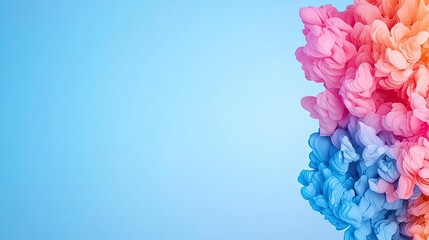 Poster - Splash abstract background concept. Colorful floral arrangement with pastel hues on a soft blue background.