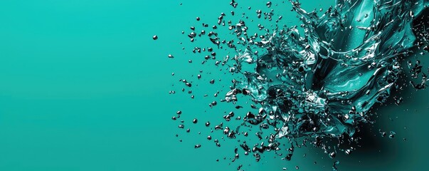 Poster - Splash abstract background concept. Vibrant water splash against a turquoise backdrop, capturing the beauty of nature's motion.